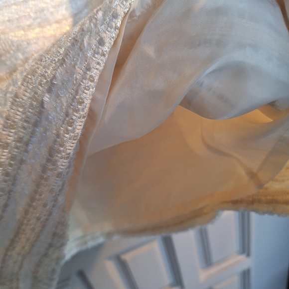 Love 21 Tweedy Skirt SzM Zip Back Vanilla/Creme Color Stripes Zip Pockets - Picture 4 of 8